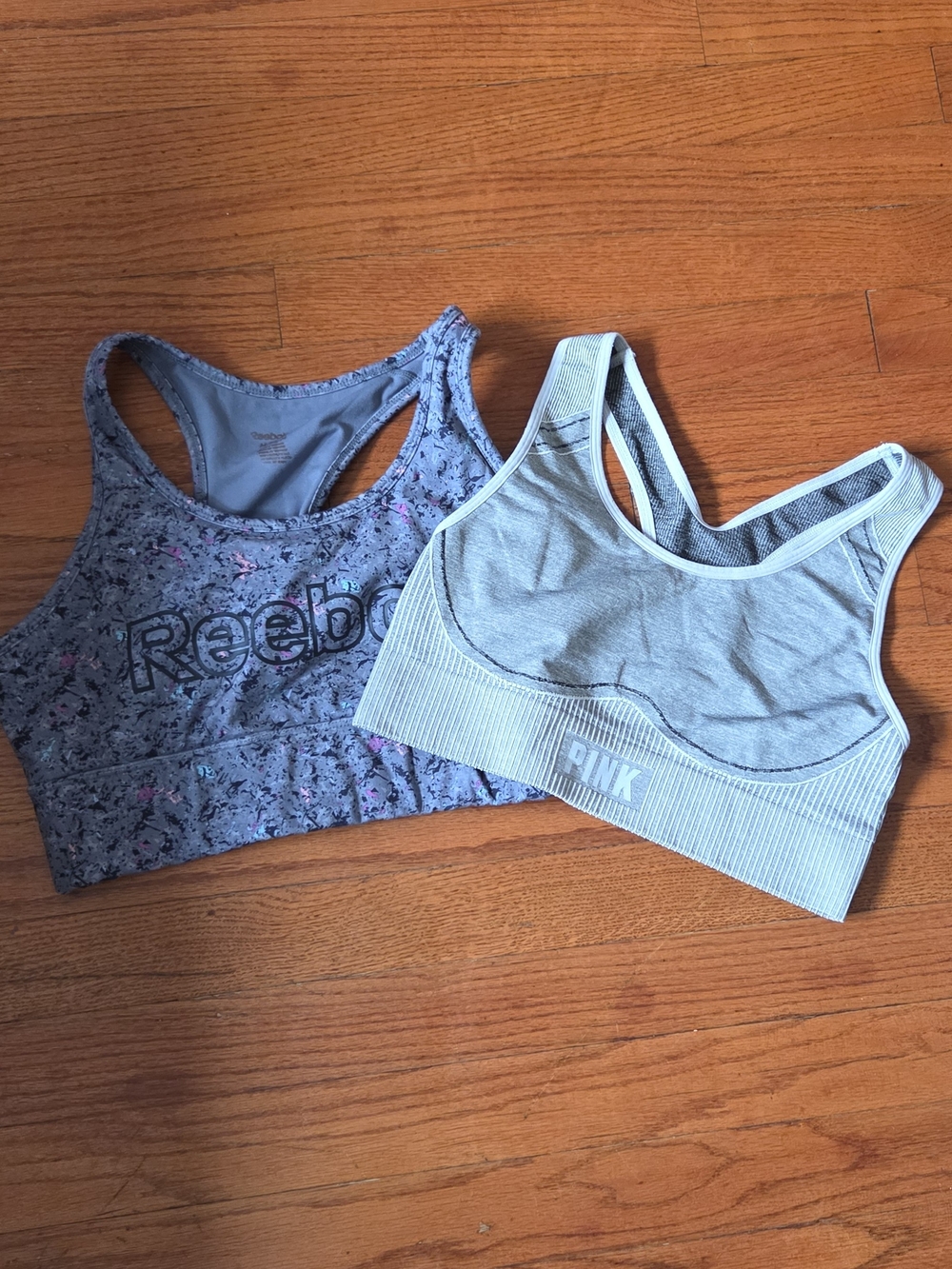 Reebok And PINK Grey Sports Bra TopS - Comfortable Racerback